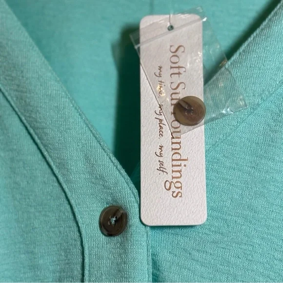 Soft Surroundings Aqua Blue Knit Top Size L/XL - Picture 5 of 11